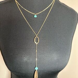 Elegant Gold Necklace with Turquoise Beads